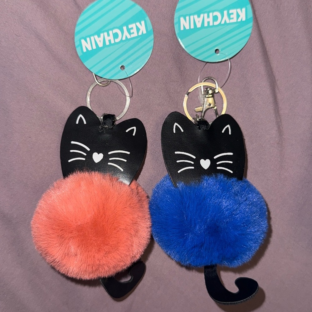 Cat Puffy Keychains